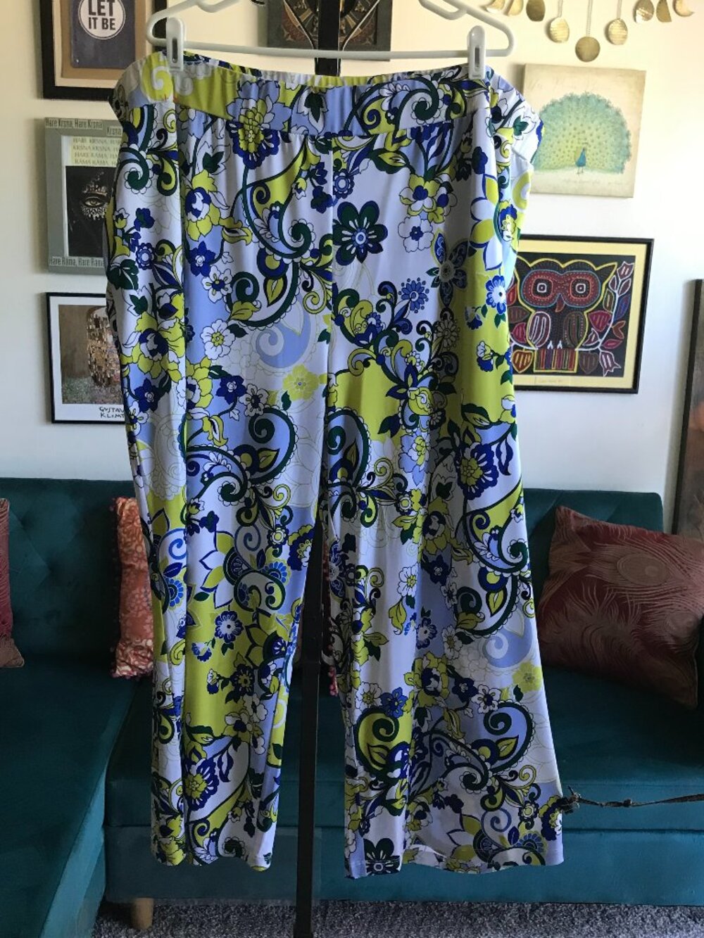SUSAN GRAVER size 3XP Multicolor Floral Stretch Liquid Knit Wide Leg Pants